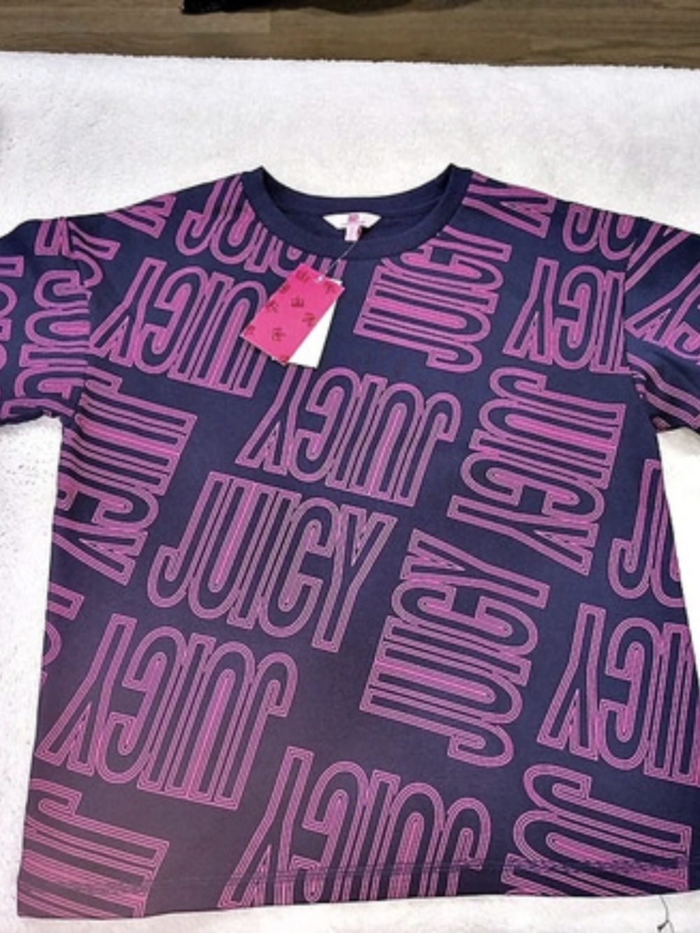 Juicy Couture Logo Print Sweatshirt Blue & Pink Size XL